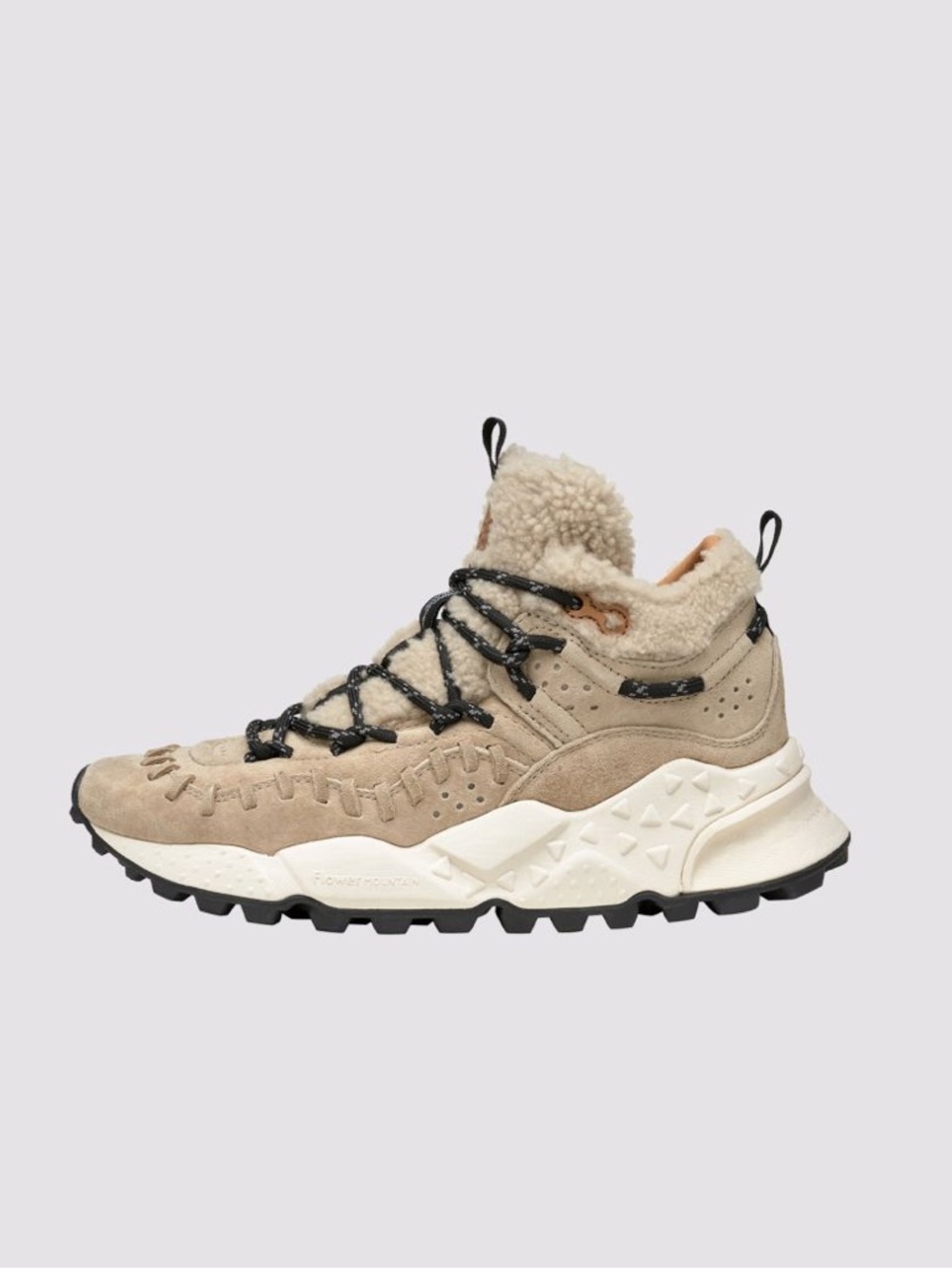 Flower Mountain Everest Shearling Sneakers Tan Suede High Top Size 7.5 NWT